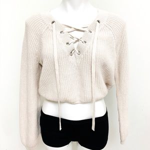 Kendall & Kylie Cable Knit Cropped Sweater Small